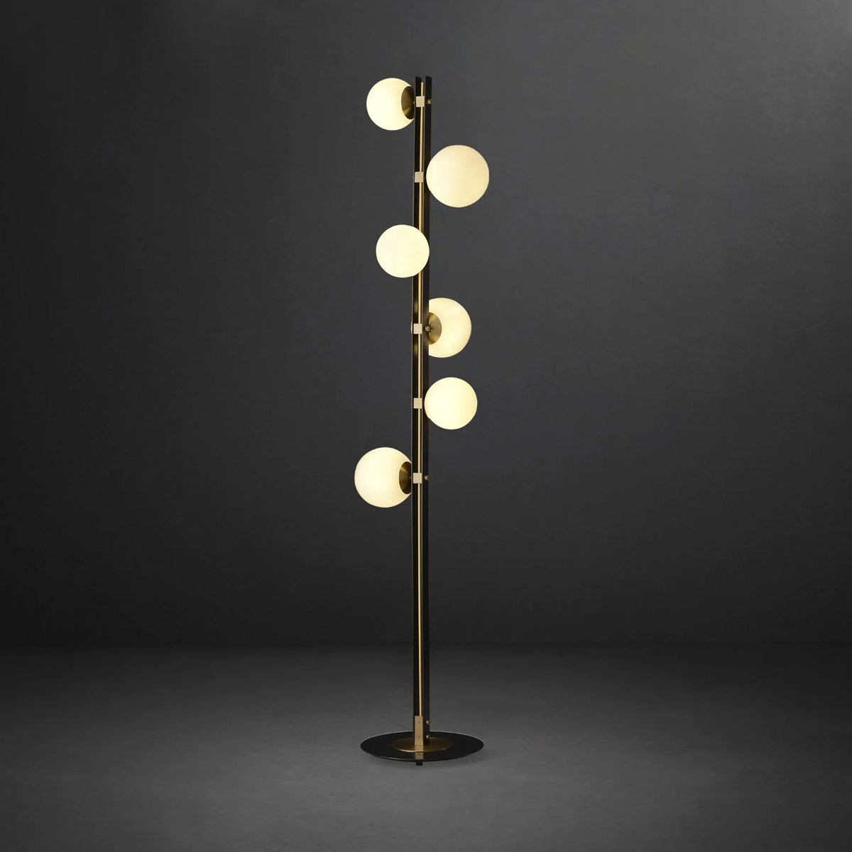 Mid Century Modern Floor Lamp Spiral Multi-bulb Glass Globe Shade - view 8