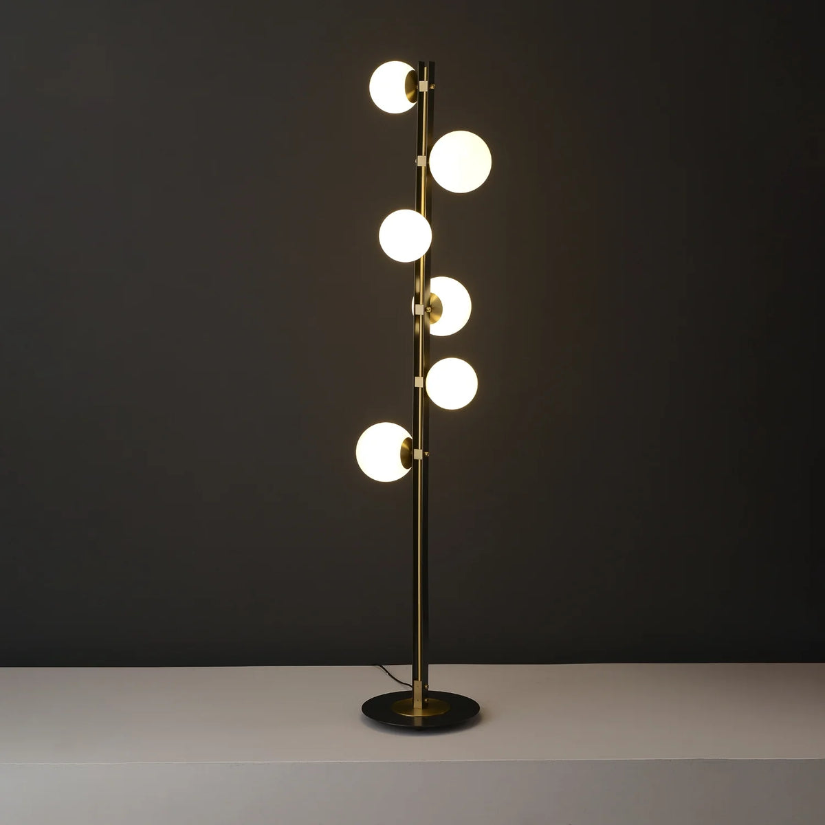 Mid Century Modern Floor Lamp Spiral Multi-bulb Glass Globe Shade - view 9