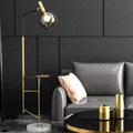 Cognac Dome Smoky Gray Glass Floor Lamp with Shelves - view 1