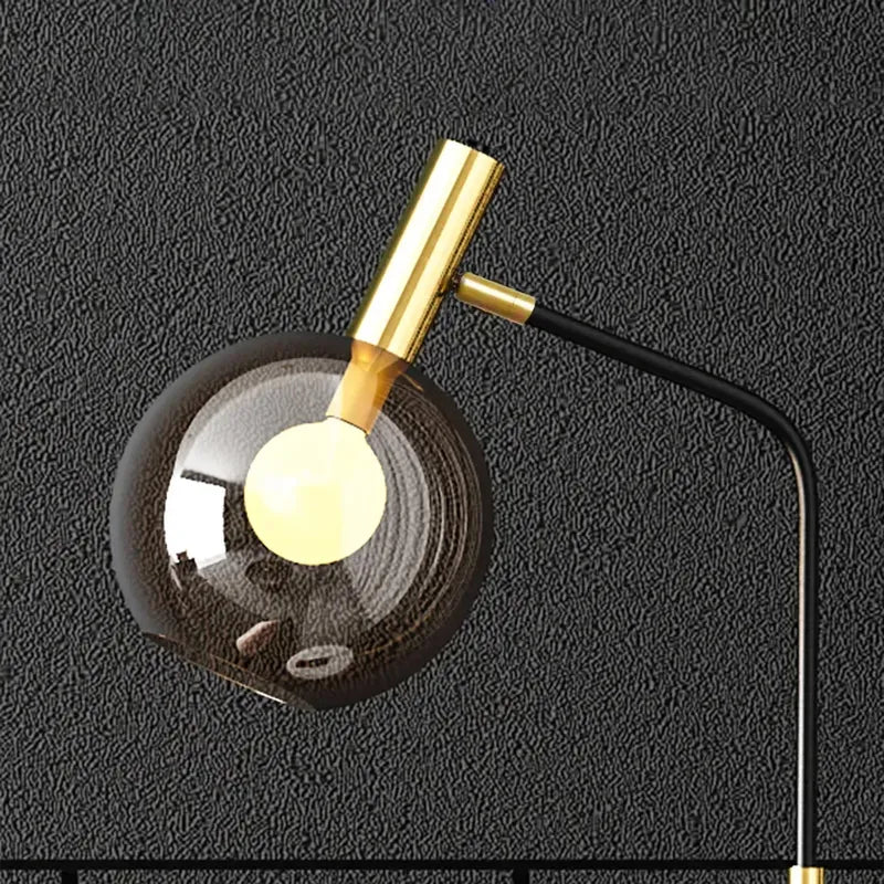 Cognac Dome Smoky Gray Glass Floor Lamp with Shelves - view 2