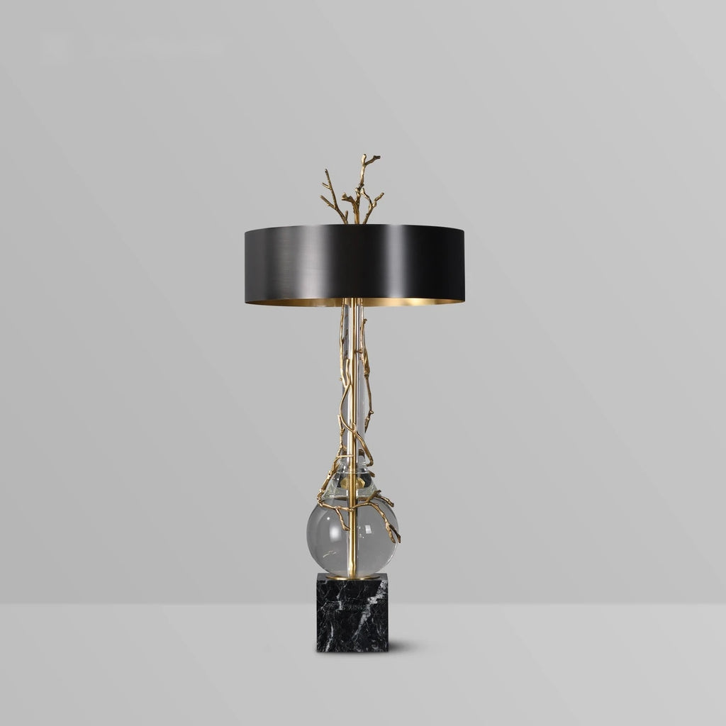 Twig Transparent Crystal Modern Table Lamp with Marble Shade - view 2