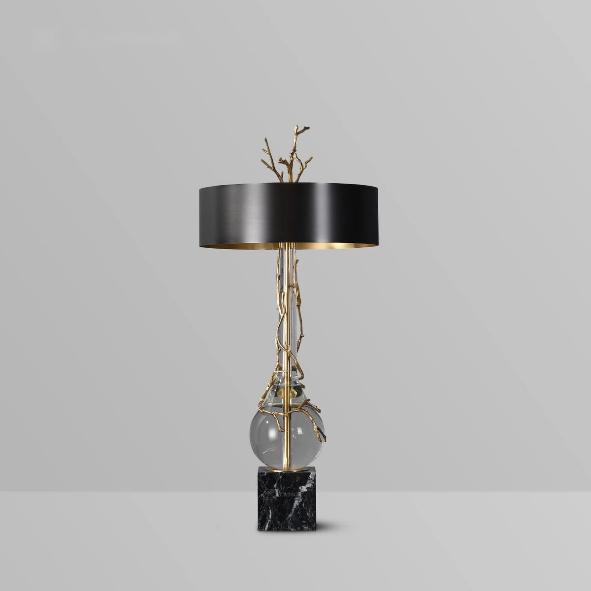 Twig Transparent Crystal Modern Table Lamp with Marble Shade - view 2