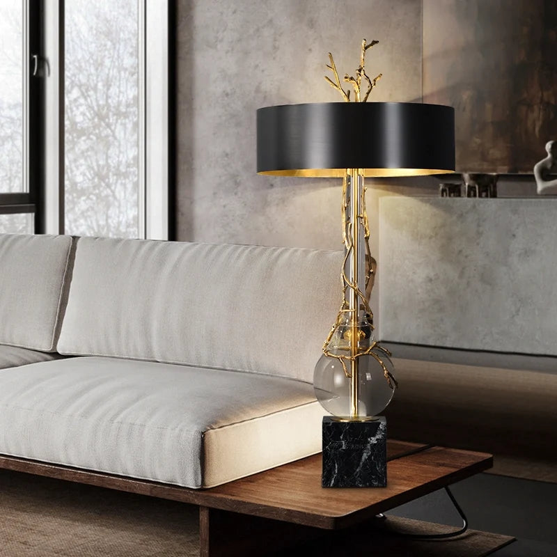 Twig Transparent Crystal Modern Table Lamp with Marble Shade - view 4