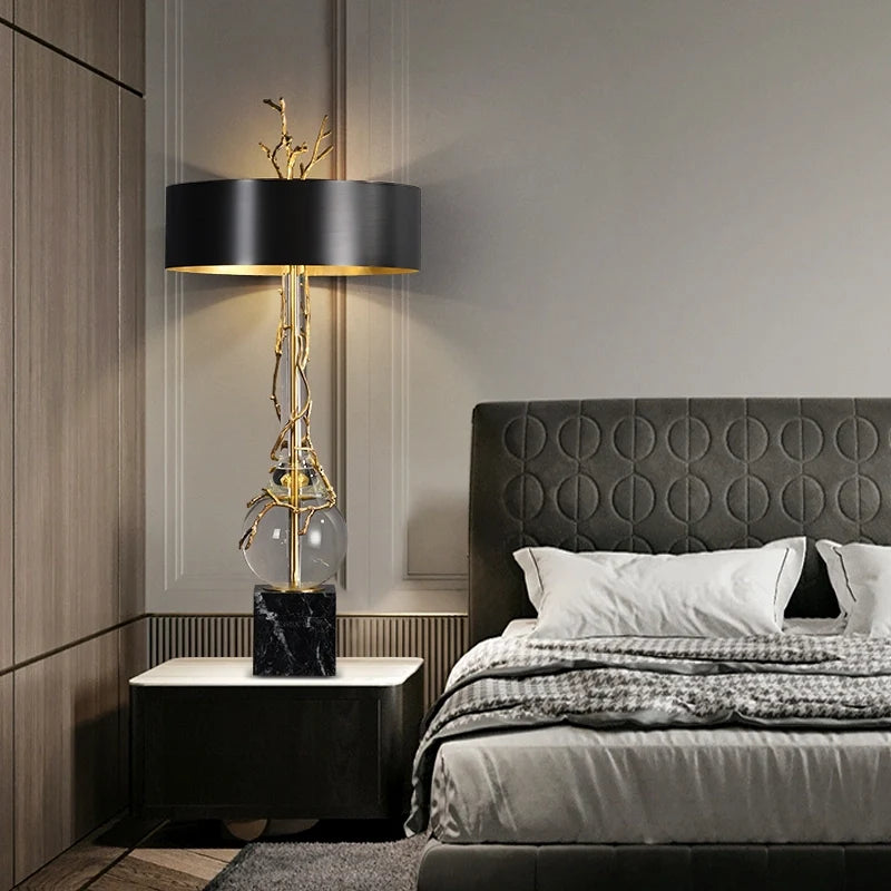 Twig Transparent Crystal Modern Table Lamp with Marble Shade - view 5