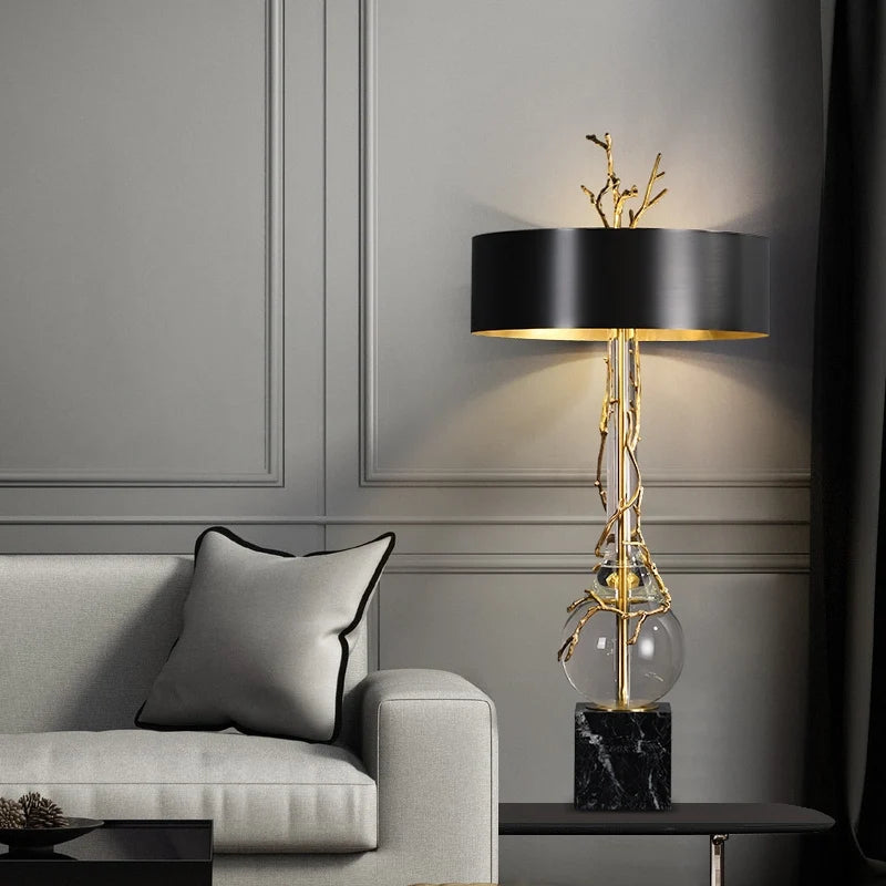 Twig Transparent Crystal Modern Table Lamp with Marble Shade - view 6