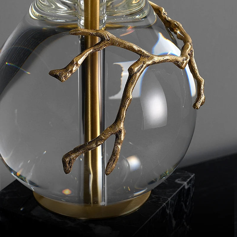 Twig Transparent Crystal Modern Table Lamp with Marble Shade - view 8