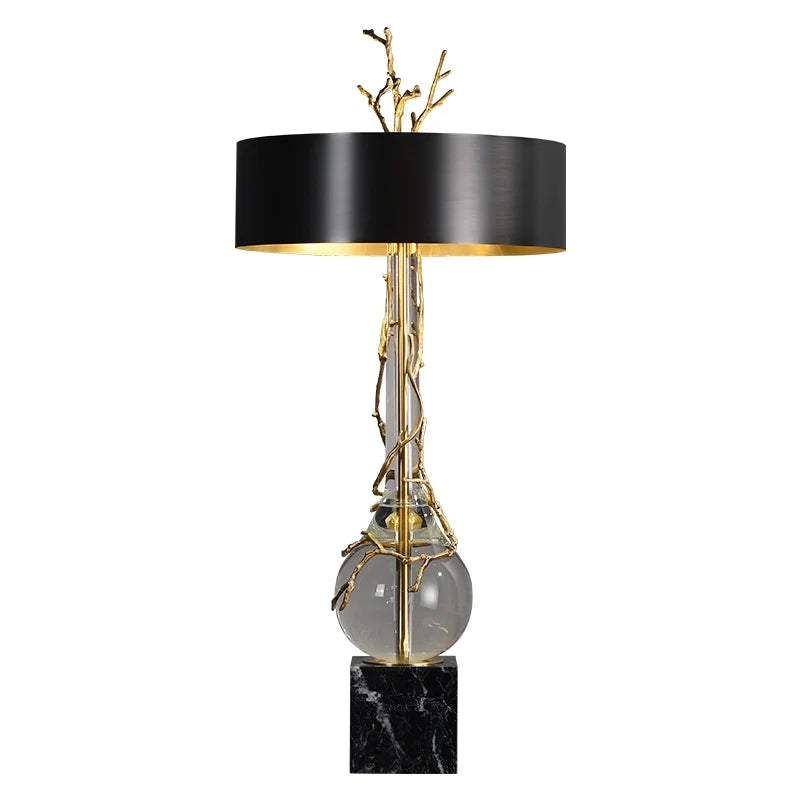 Twig Transparent Crystal Modern Table Lamp with Marble Shade - view 9