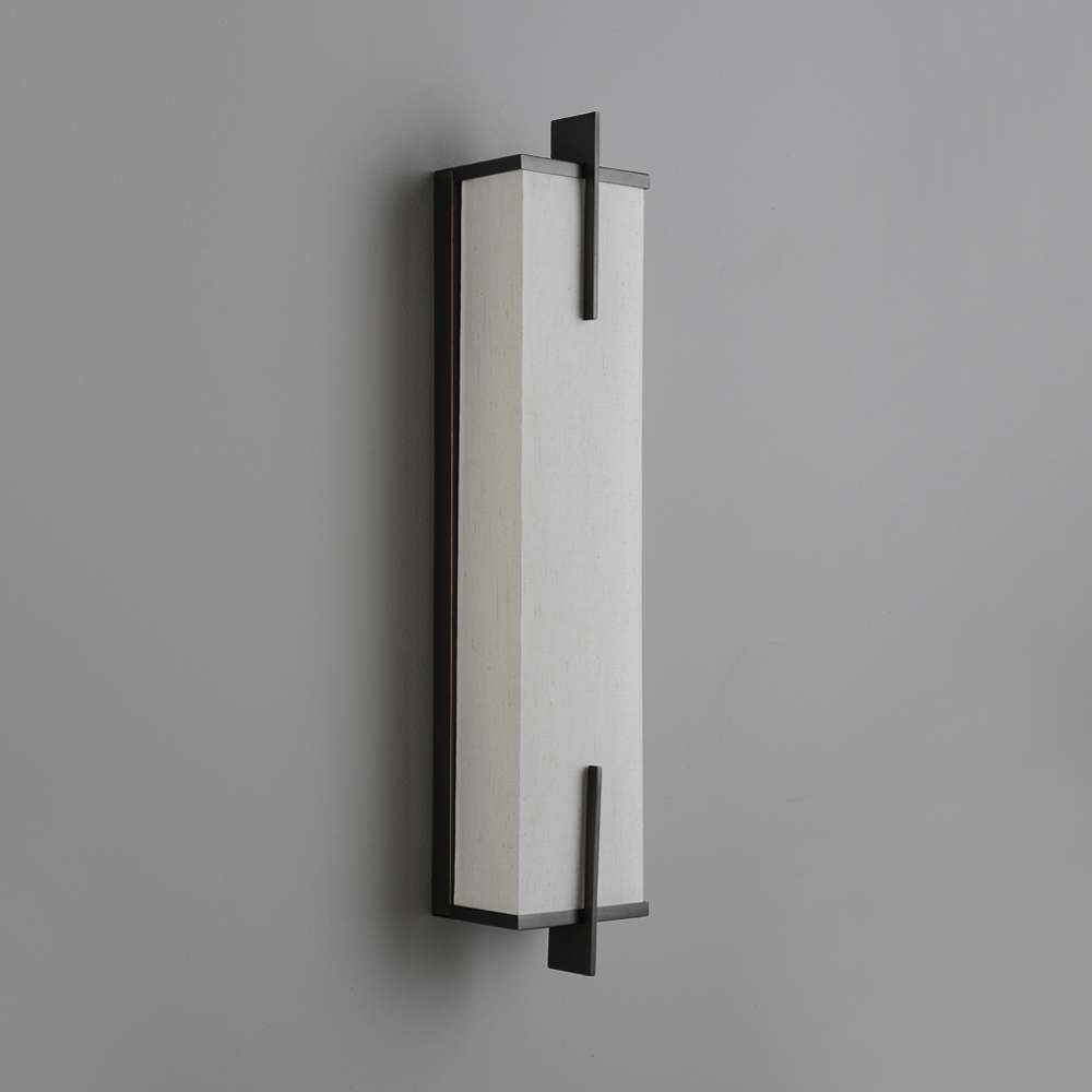 Blade Linear Marble Wall Light in Black with White Cloth Shade - view 2