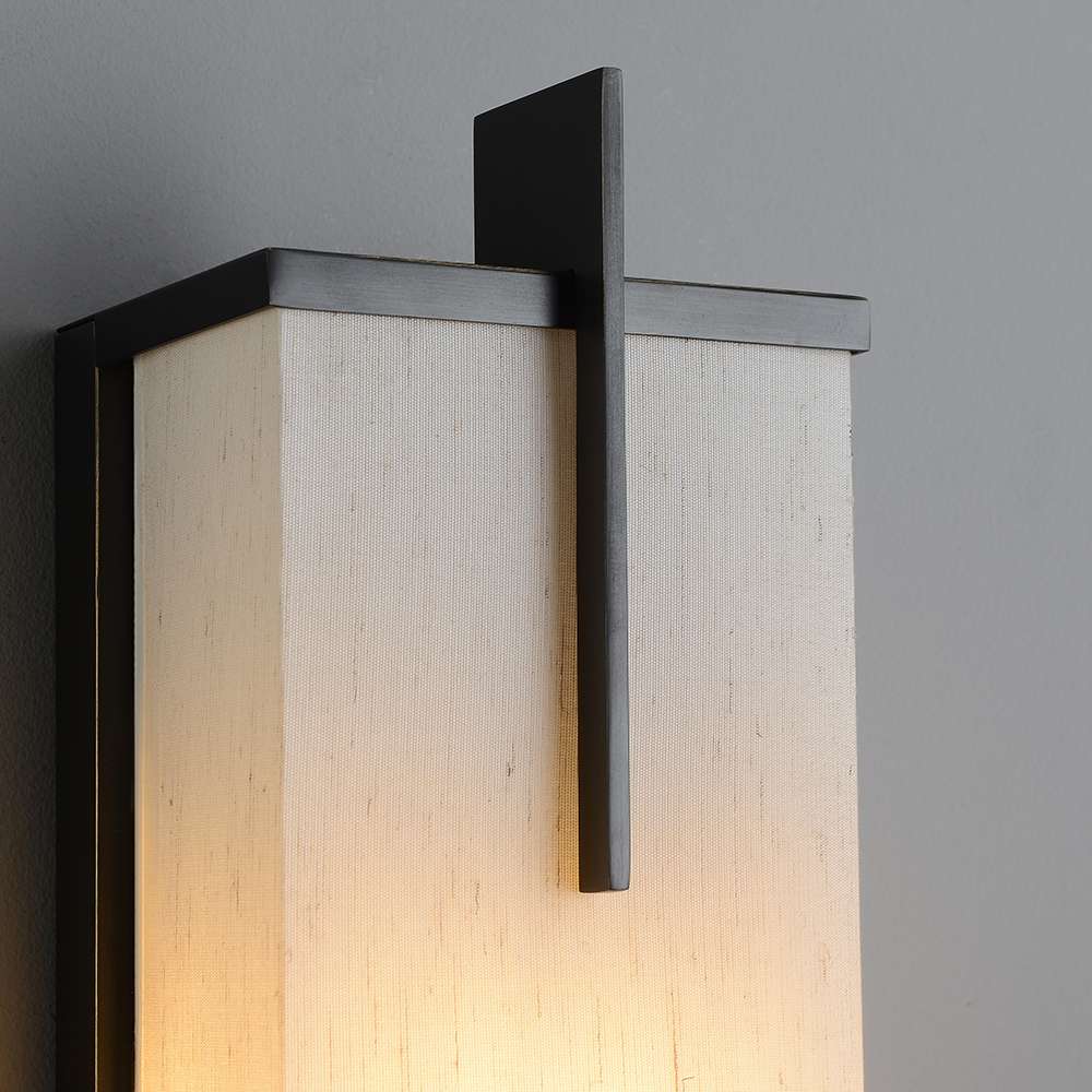 Blade Linear Marble Wall Light in Black with White Cloth Shade - view 7