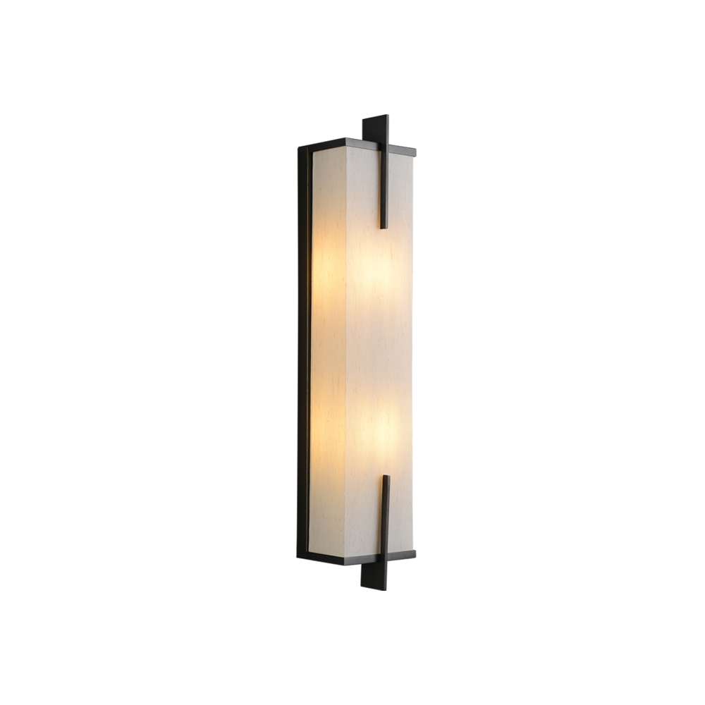 Blade Linear Marble Wall Light in Black with White Cloth Shade - view 8