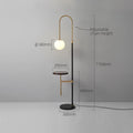 Contemporary Arc Floor Lamp With Shelves - Black Wood - view 10