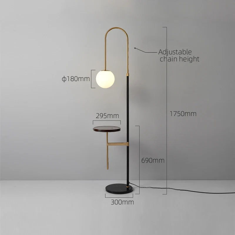 Contemporary Arc Floor Lamp With Shelves - Black Wood - view 10
