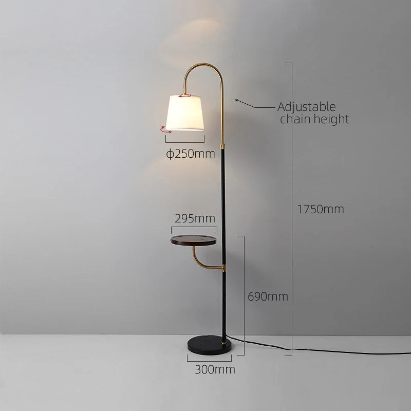 Contemporary Arc Floor Lamp With Shelves - Black Wood - view 8