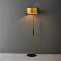 Mid Century Modern Floor Lamp with Metal Base in Gold - view 1