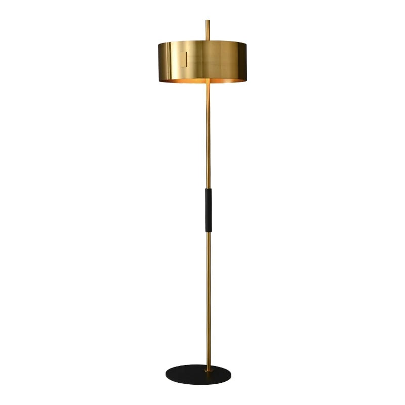 Mid Century Modern Floor Lamp with Metal Base in Gold - view 7