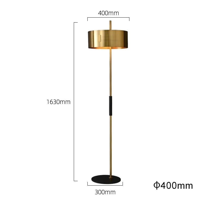 Mid Century Modern Floor Lamp with Metal Base in Gold - view 8