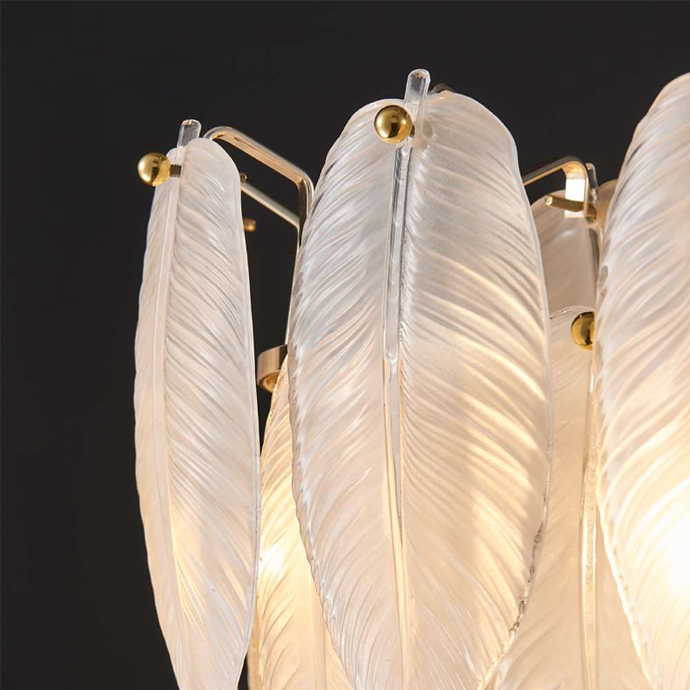 Contemporary Feather Glass Shade Linear Chandelier - view 6