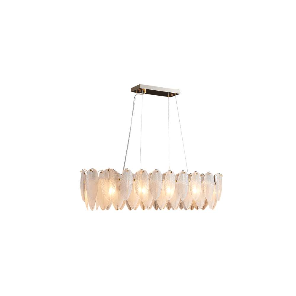 Contemporary Feather Glass Shade Linear Chandelier - view 8