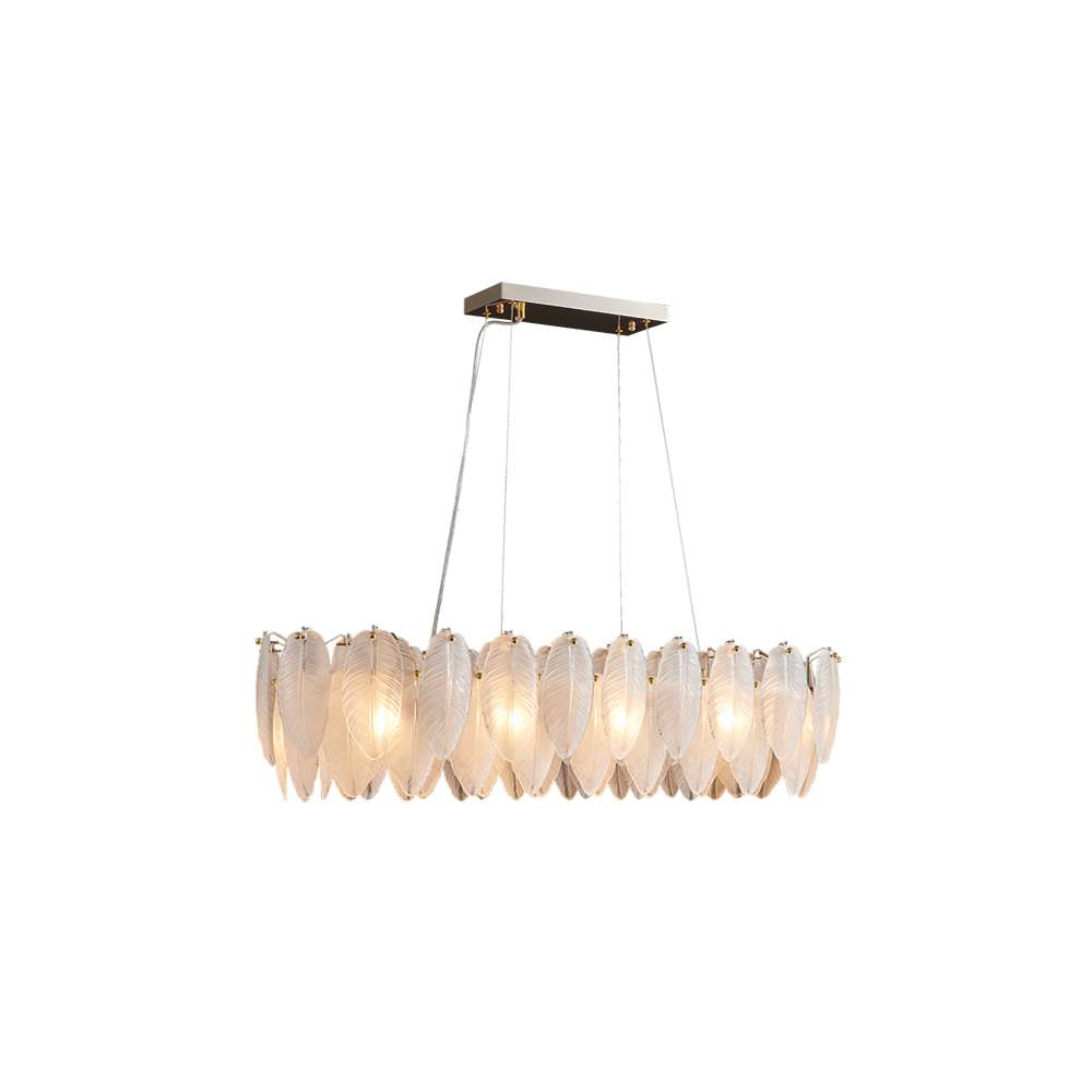 Contemporary Feather Glass Shade Linear Chandelier - view 9