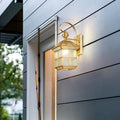 Industrial Gold Square Glass Shade Outdoor Wall Lighting - view 1