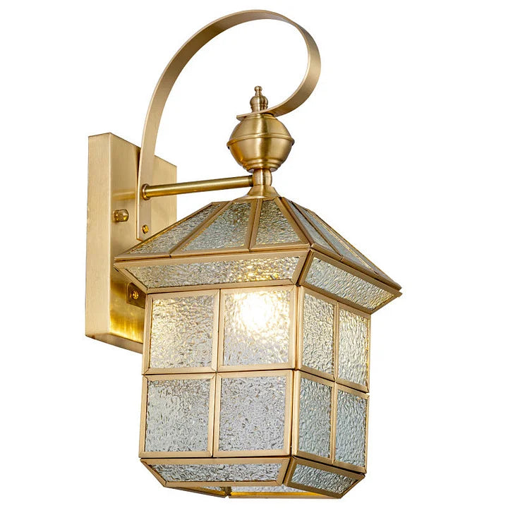 Industrial Gold Square Glass Shade Outdoor Wall Lighting - view 5