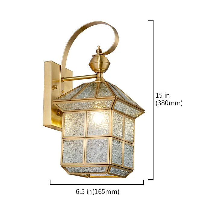 Industrial Gold Square Glass Shade Outdoor Wall Lighting - view 6