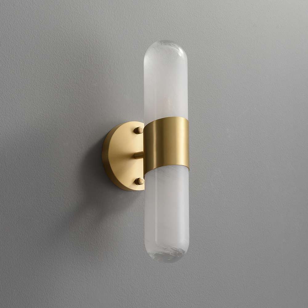 Minimalist Column White Glass Shade Wall Sconces for Living Room - view 2