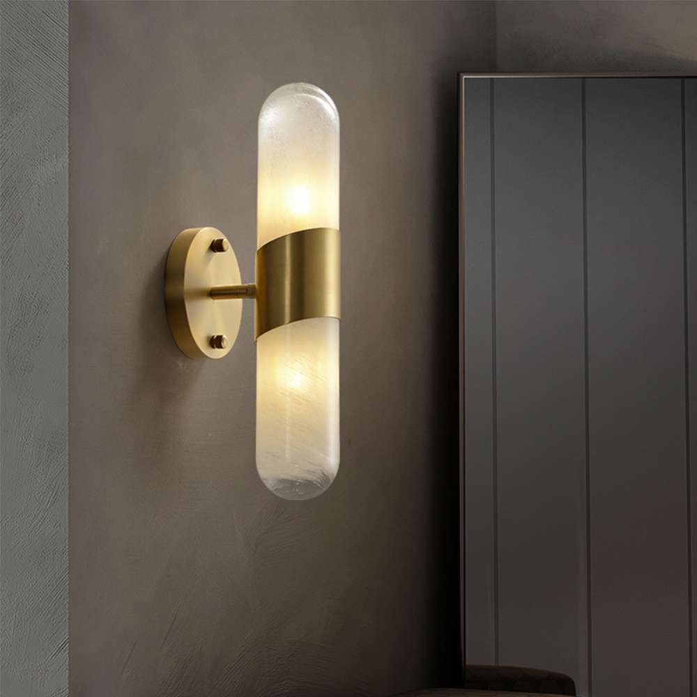 Minimalist Column White Glass Shade Wall Sconces for Living Room - view 3