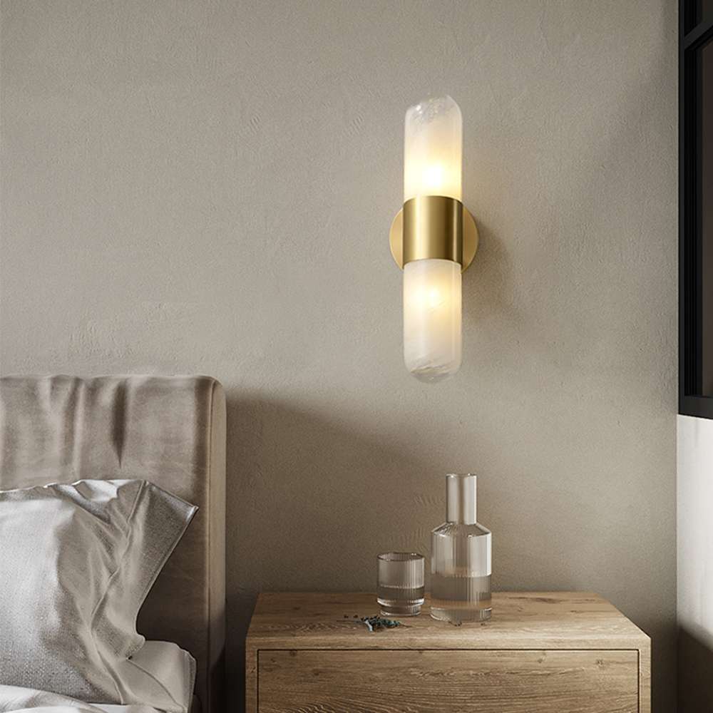 Minimalist Column White Glass Shade Wall Sconces for Living Room - view 4