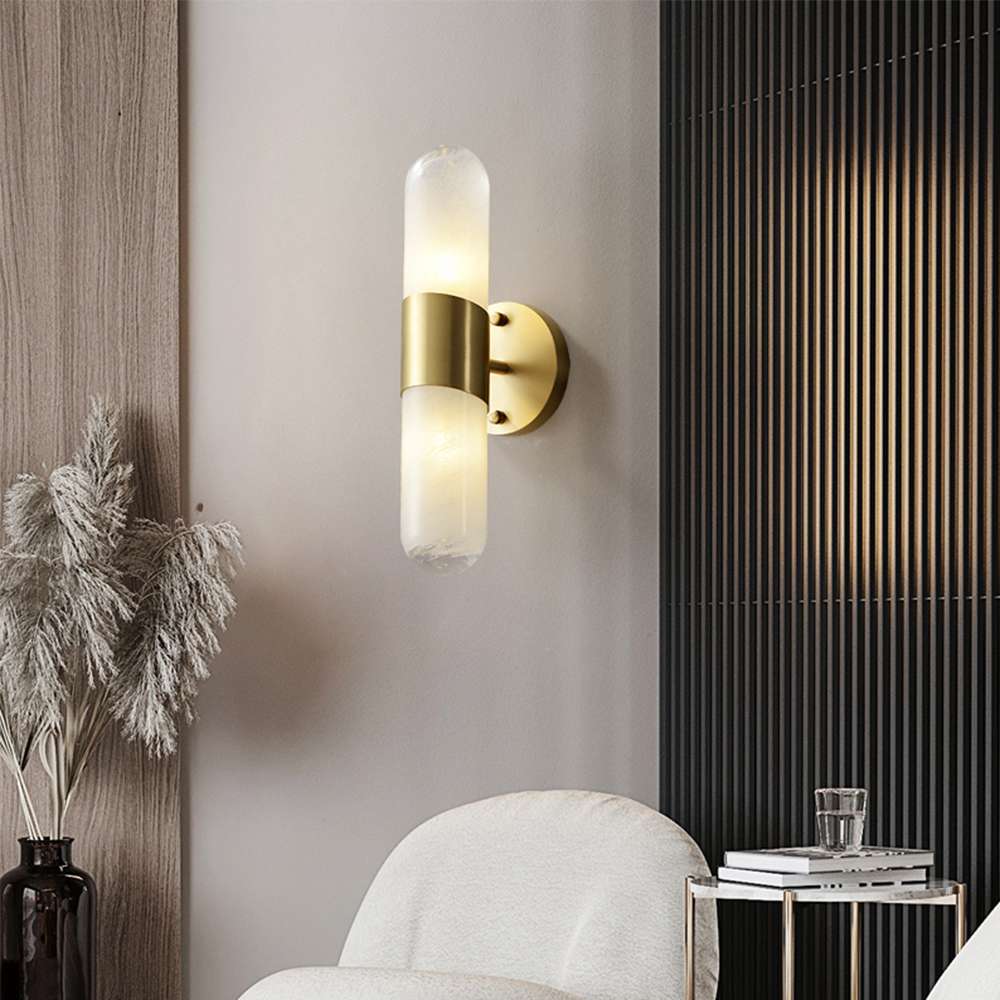 Minimalist Column White Glass Shade Wall Sconces for Living Room - view 5