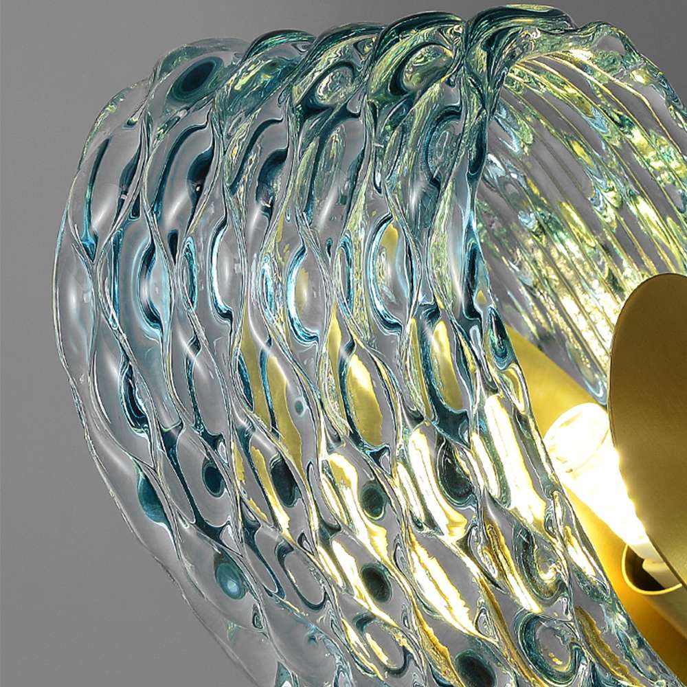 Post Modern Floral Blue Glass Shade Linear Chandelier - view 6