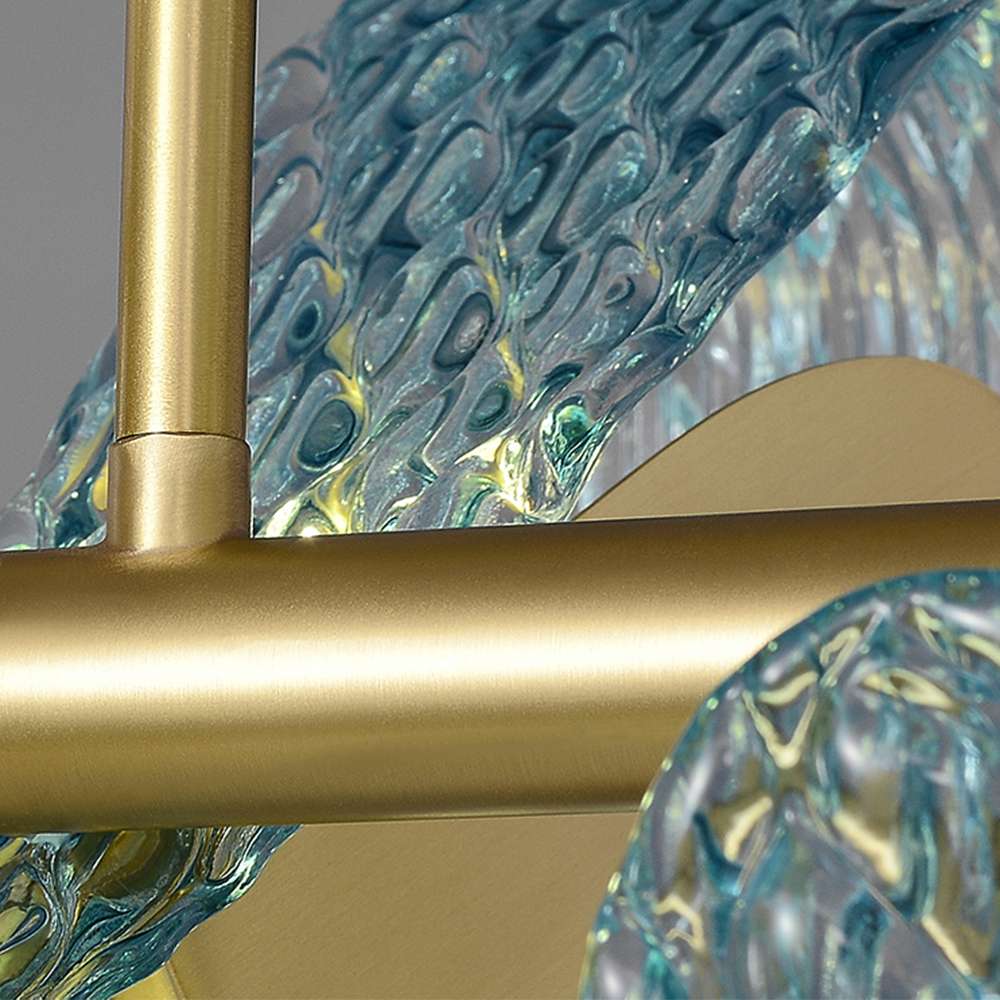 Post Modern Floral Blue Glass Shade Linear Chandelier - view 7