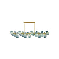 Post Modern Floral Blue Glass Shade Linear Chandelier - view 8