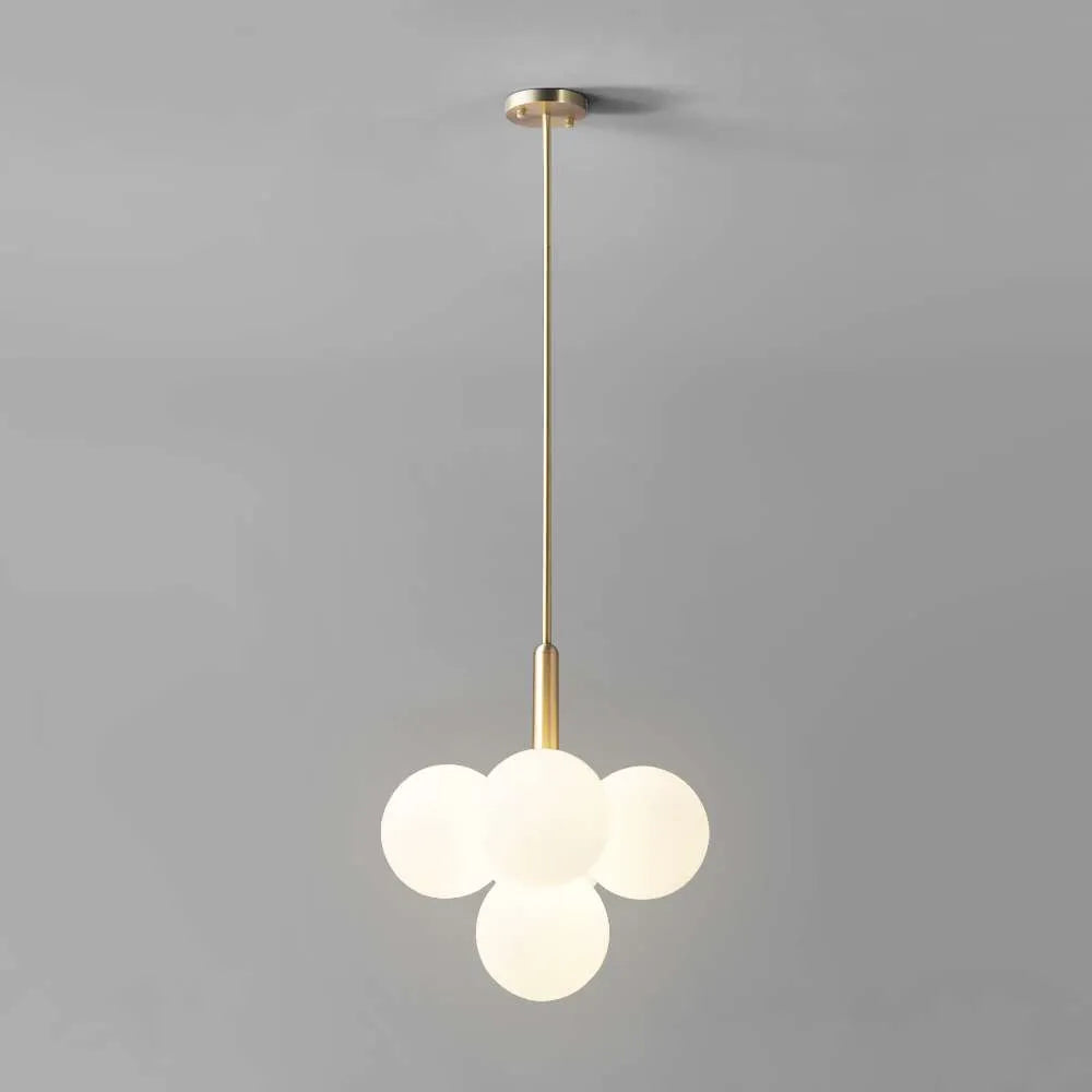 Contemporary MIira 4-Light Hanging Lamp Brass Opal - view 1