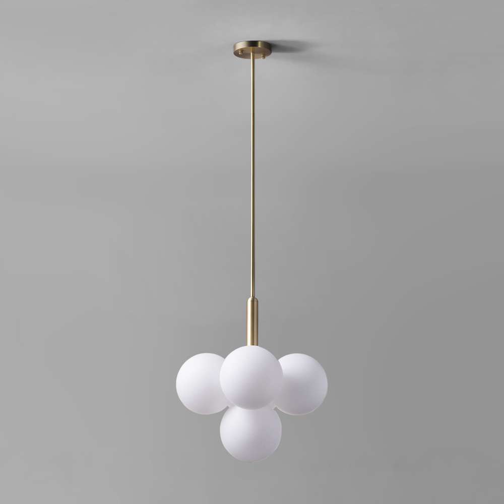 Contemporary MIira 4-Light Hanging Lamp Brass Opal - view 2