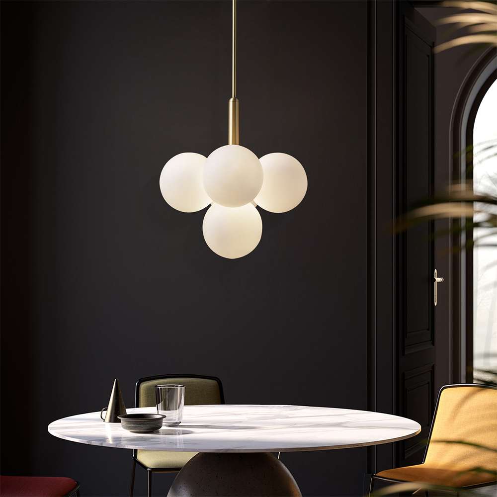 Contemporary MIira 4-Light Hanging Lamp Brass Opal - view 5