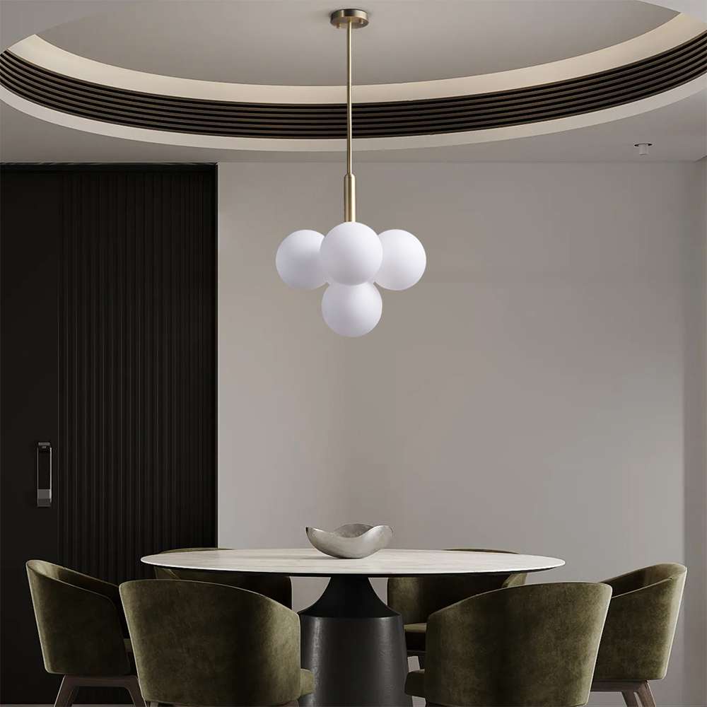 Contemporary MIira 4-Light Hanging Lamp Brass Opal - view 6