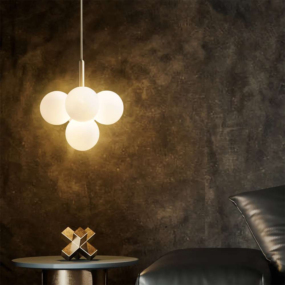 Contemporary MIira 4-Light Hanging Lamp Brass Opal - view 7