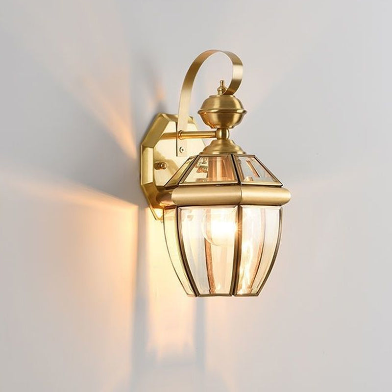 Industrial Golden Glass Shade Lantern Outdoor Wall Lighting - view 5
