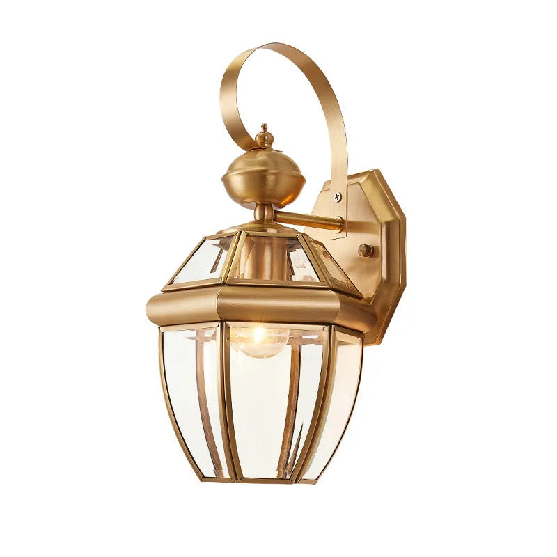 Industrial Golden Glass Shade Lantern Outdoor Wall Lighting - view 6