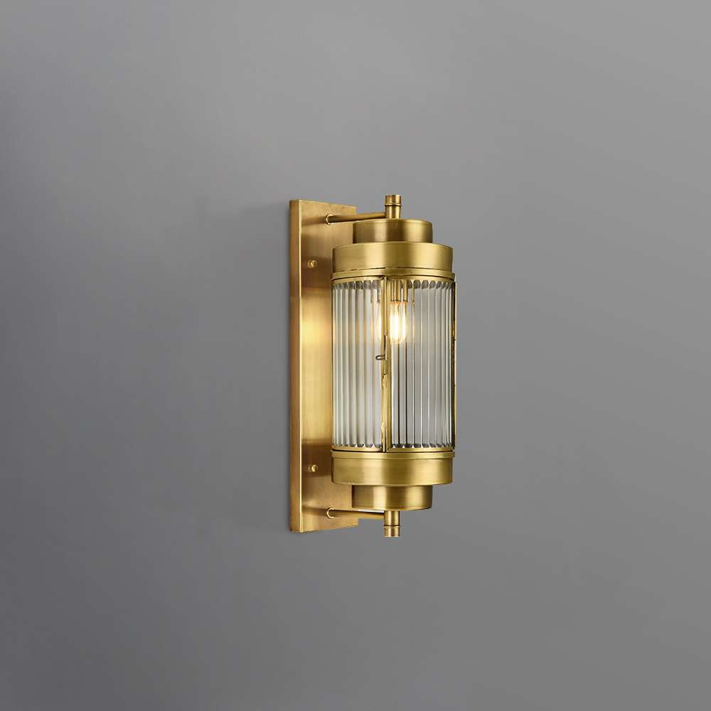 Industrial Metal Cylinder Outdoor Wall Lighting with Glass Shade - view 1