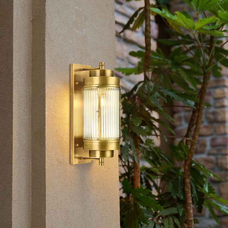 Industrial Metal Cylinder Outdoor Wall Lighting with Glass Shade - view 2