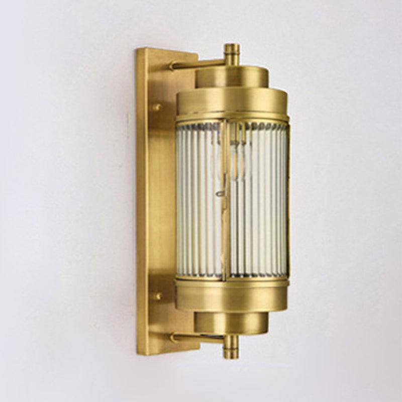 Industrial Metal Cylinder Outdoor Wall Lighting with Glass Shade - view 6