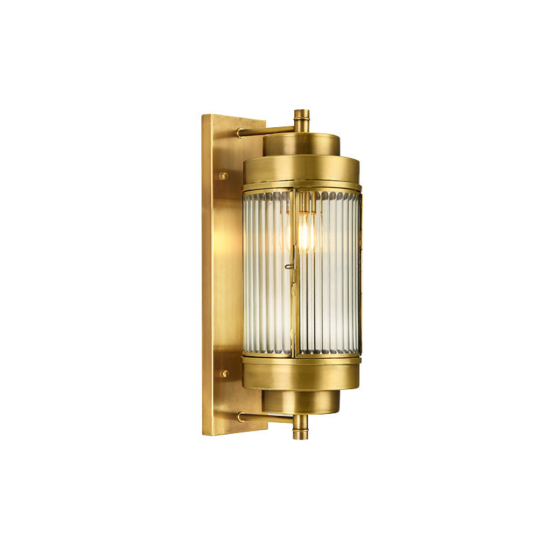 Industrial Metal Cylinder Outdoor Wall Lighting with Glass Shade - view 7