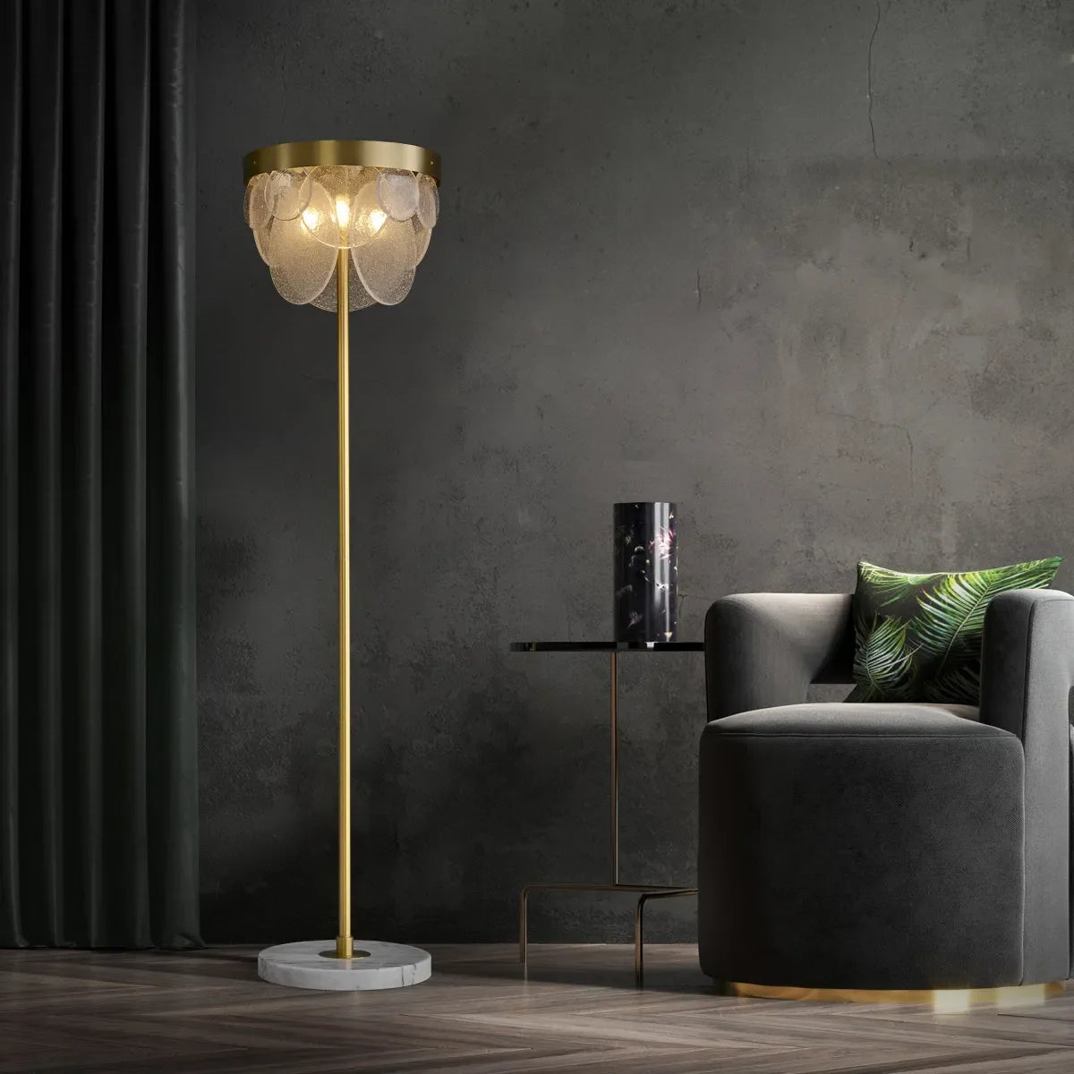 Luxury Frosted Glass Shade LED Flower Floor Lamp Modern - view 3