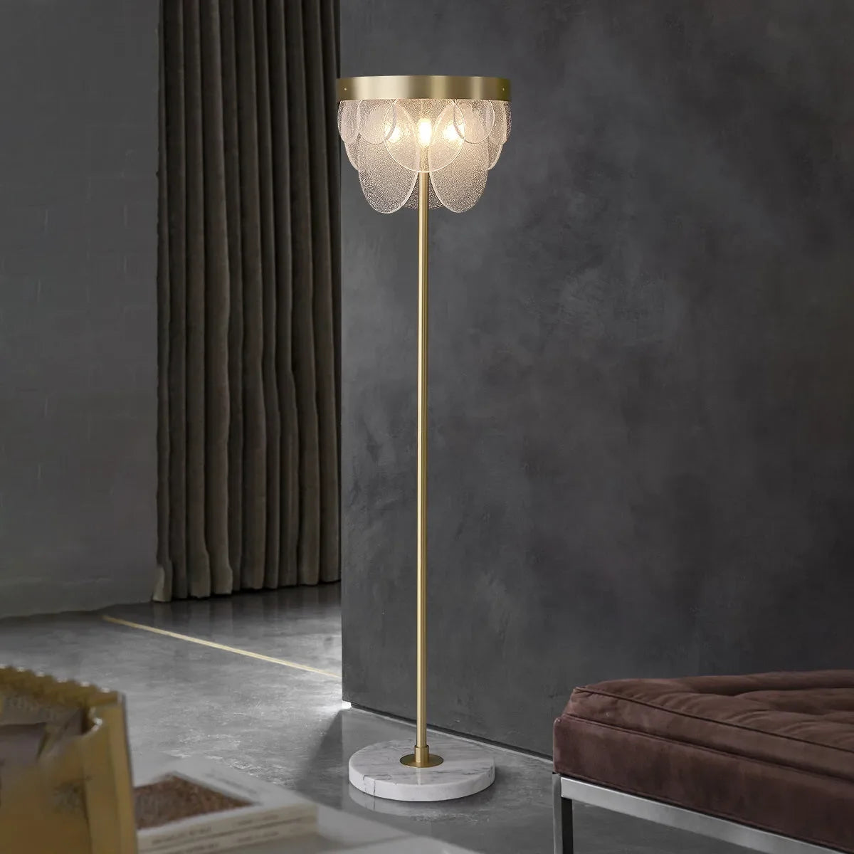 Luxury Frosted Glass Shade LED Flower Floor Lamp Modern - view 4