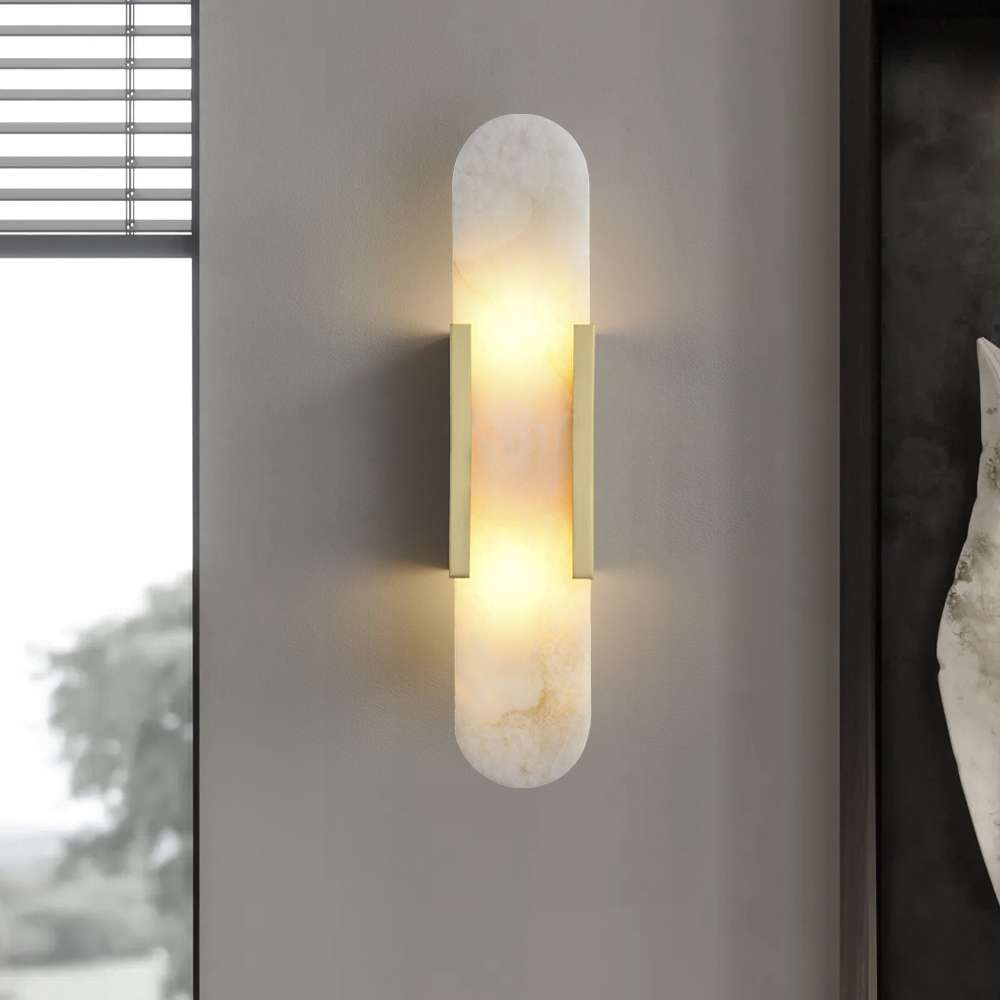 Melange Elongated Alabaster Sconce H 19.7'' - view 4