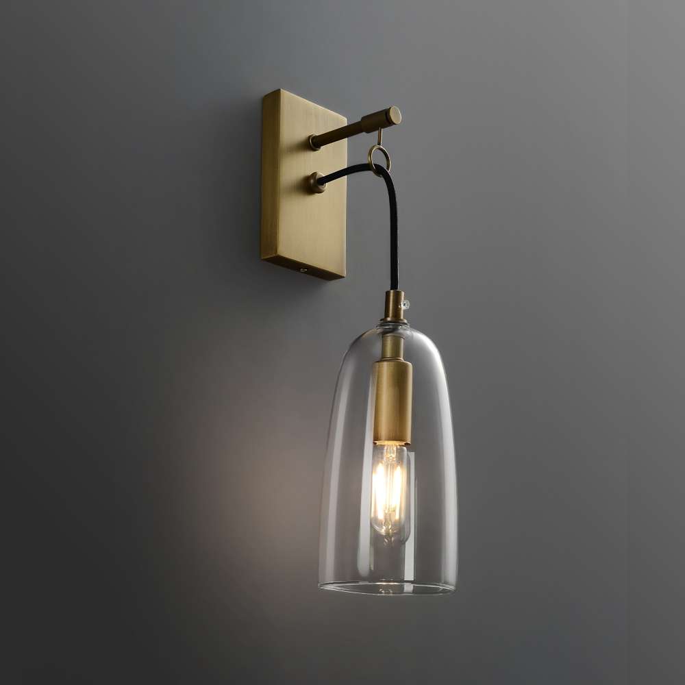 Modern Lure Clear Glass Shade Wall Sconces for Living Room - view 1