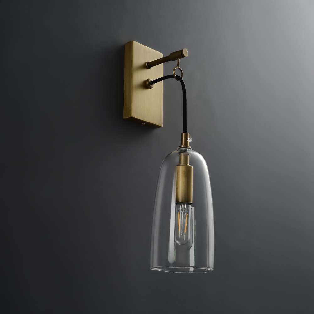 Modern Lure Clear Glass Shade Wall Sconces for Living Room - view 2