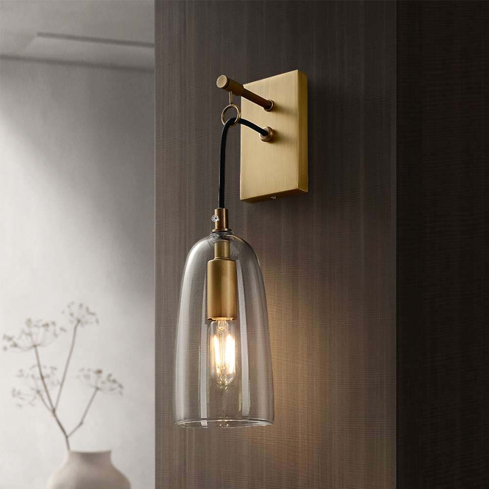 Modern Lure Clear Glass Shade Wall Sconces for Living Room - view 3